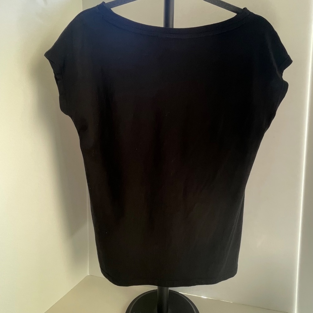Lauren Ralph Lauren Top, short sleeve, black,cream colored "RLL" design.  XS - Picture 2 of 4